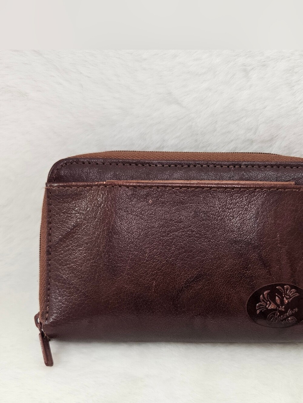 Buxton Women's Brown Leather Double Zip Heiress Organizer Wallet